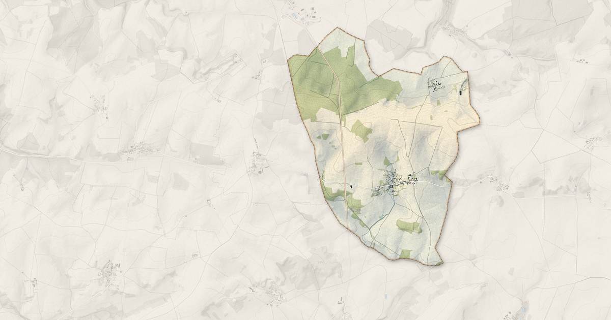 Portrait cartographique de Grand-Rozoy : relief, eau, forêts, bâti et voies, calculés à partir des données de l'IGN