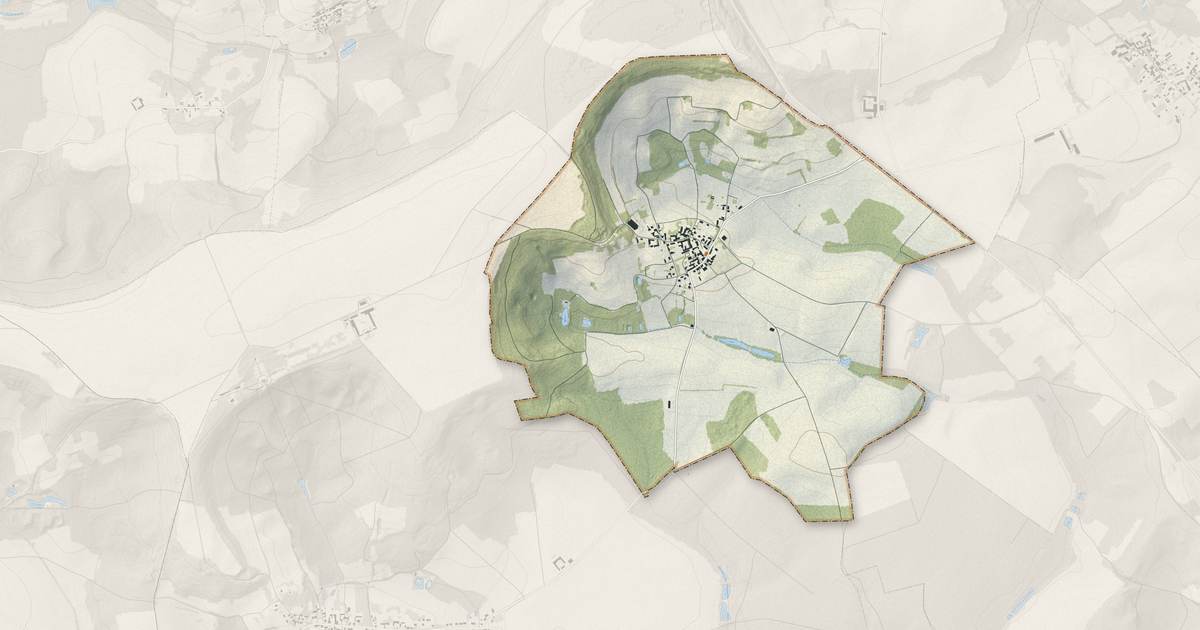 Portrait cartographique de Sainte-Croix : relief, eau, forêts, bâti et voies, calculés à partir des données de l'IGN