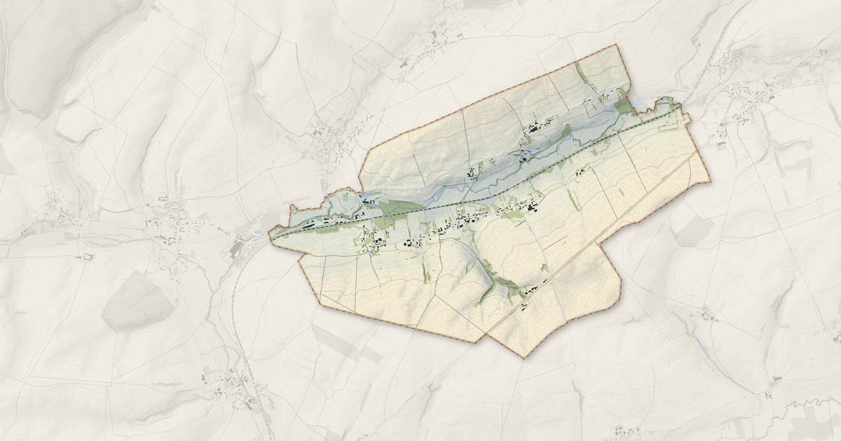 Portrait cartographique de Saint-Gobert : relief, eau, forêts, bâti et voies, calculés à partir des données de l'IGN
