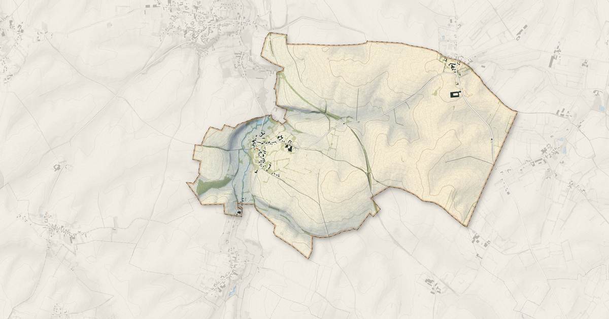Portrait cartographique de Saint-Martin-Rivière : relief, eau, forêts, bâti et voies, calculés à partir des données de l'IGN