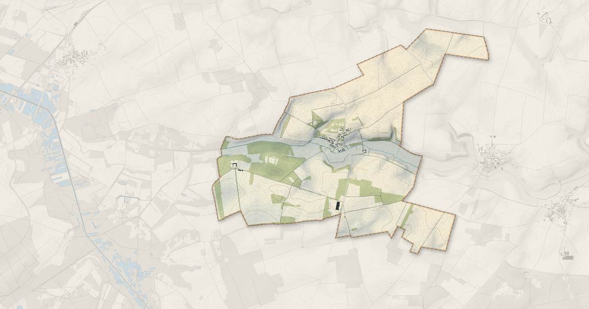 Portrait cartographique de Sainte-Preuve : relief, eau, forêts, bâti et voies, calculés à partir des données de l'IGN