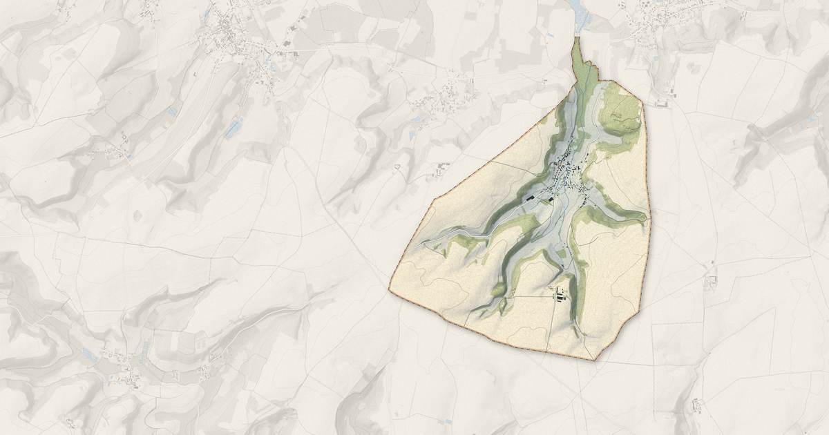Portrait cartographique de Selens : relief, eau, forêts, bâti et voies, calculés à partir des données de l'IGN