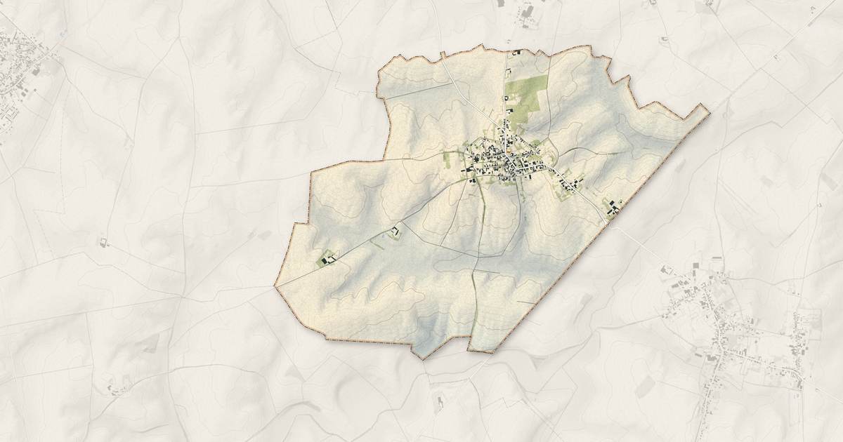 Portrait cartographique de Serain : relief, eau, forêts, bâti et voies, calculés à partir des données de l'IGN