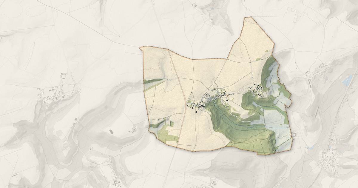 Portrait cartographique de Terny-Sorny : relief, eau, forêts, bâti et voies, calculés à partir des données de l'IGN