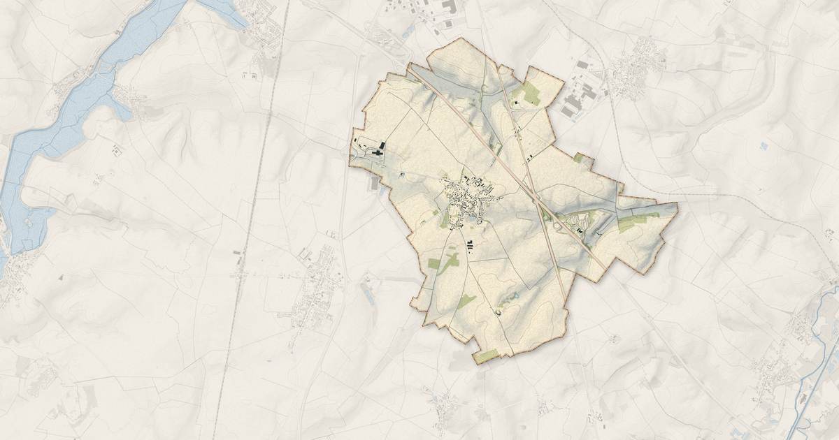 Portrait cartographique de Urvillers : relief, eau, forêts, bâti et voies, calculés à partir des données de l'IGN