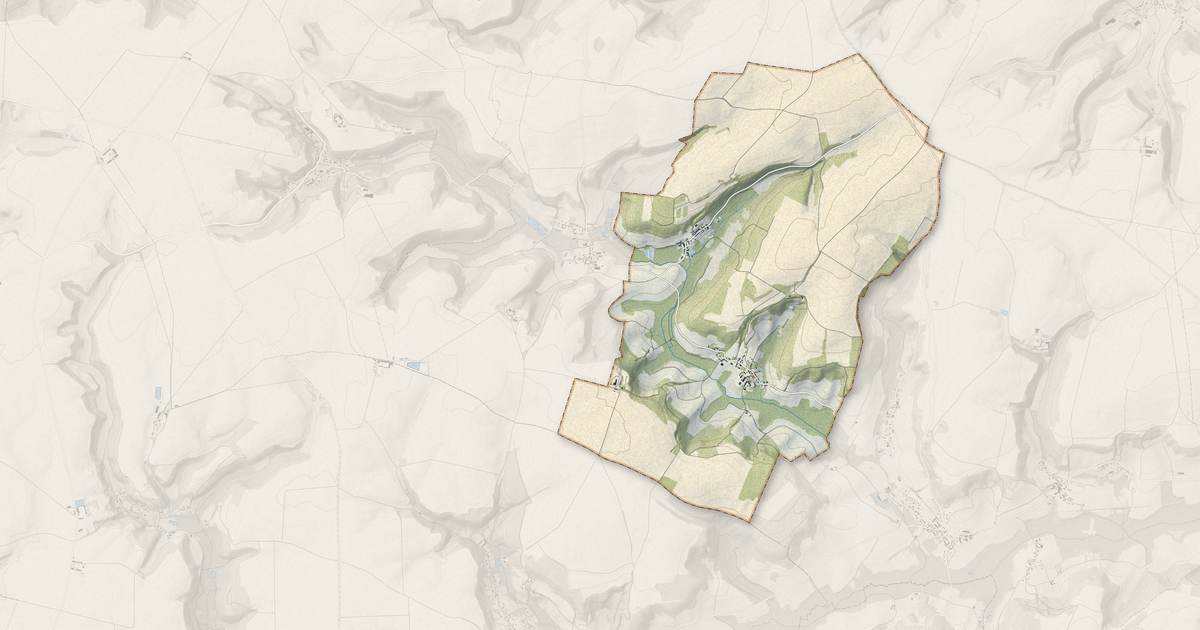 Portrait cartographique de Vassens : relief, eau, forêts, bâti et voies, calculés à partir des données de l'IGN