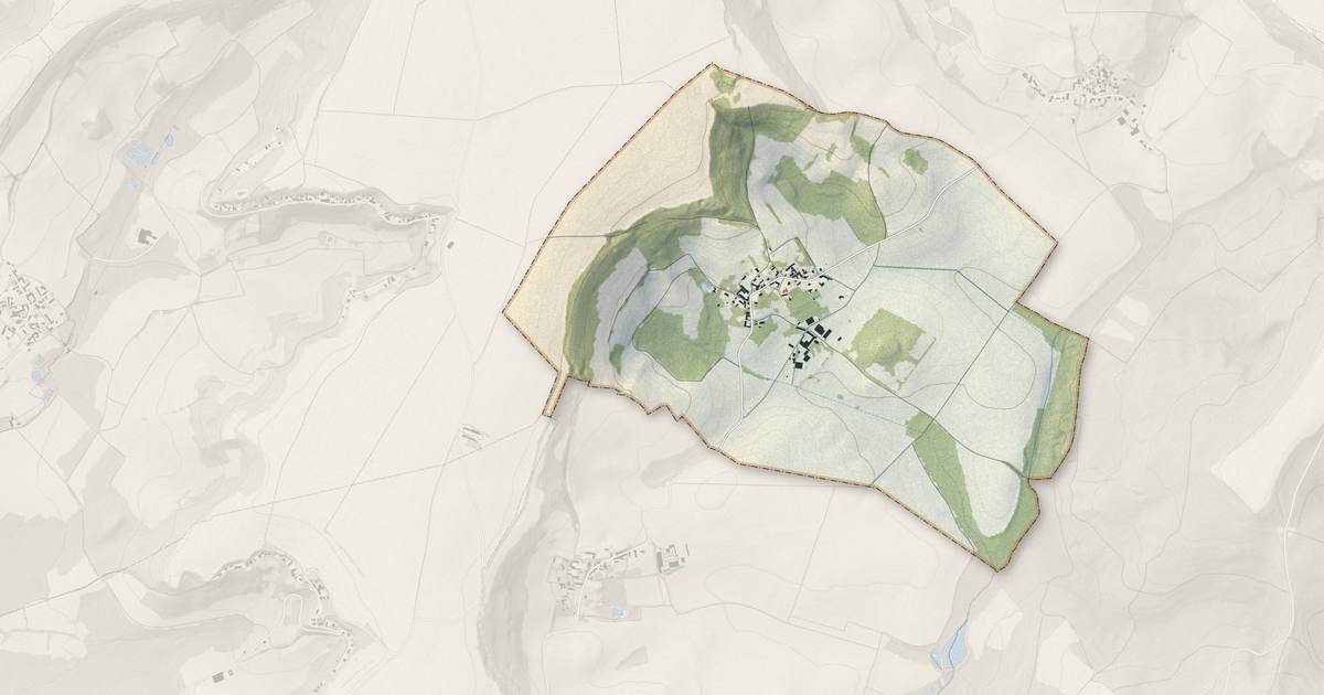Portrait cartographique de Vassogne : relief, eau, forêts, bâti et voies, calculés à partir des données de l'IGN