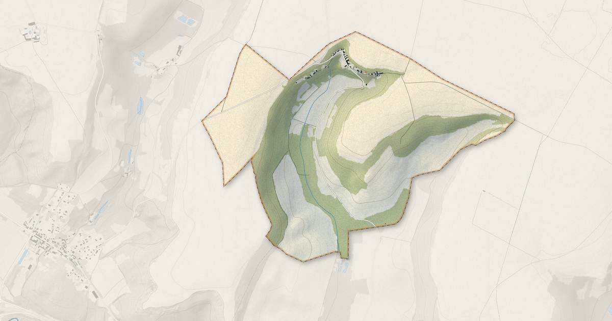 Portrait cartographique de Vauxtin : relief, eau, forêts, bâti et voies, calculés à partir des données de l'IGN