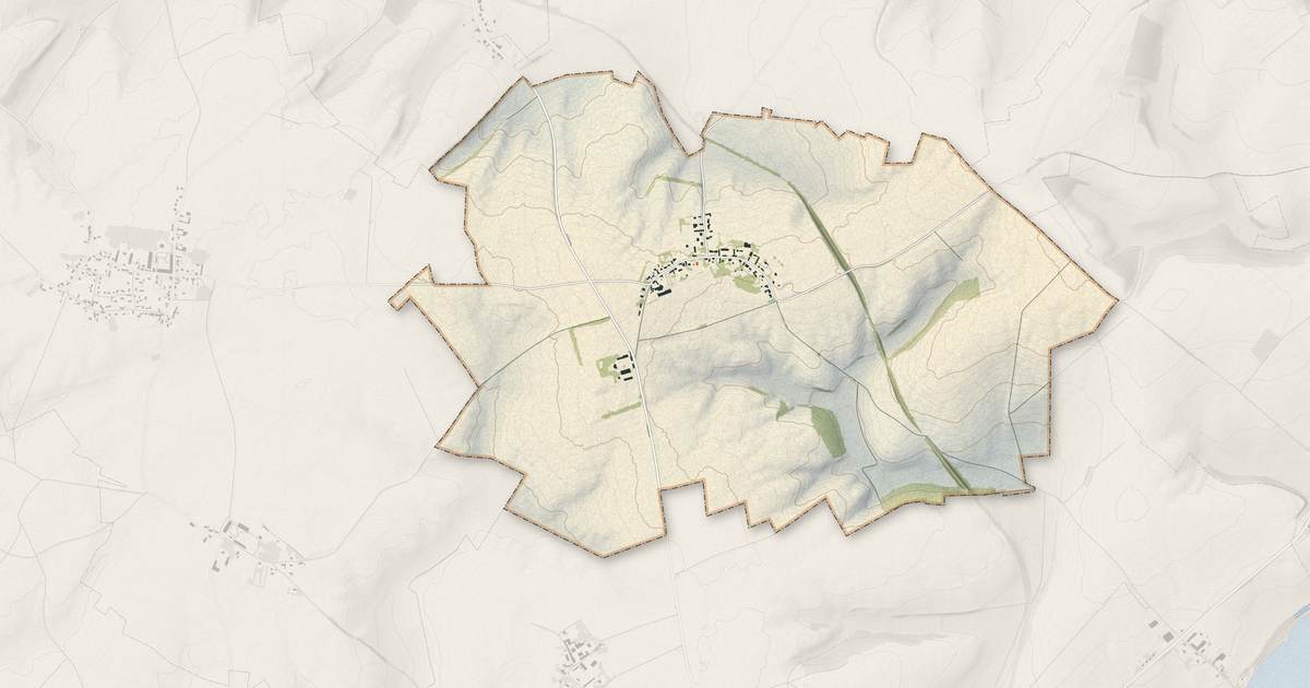 Portrait cartographique de Vendelles : relief, eau, forêts, bâti et voies, calculés à partir des données de l'IGN