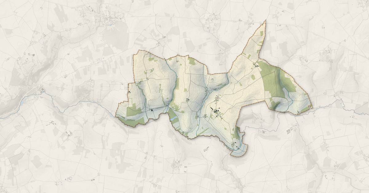Portrait cartographique de Vendières : relief, eau, forêts, bâti et voies, calculés à partir des données de l'IGN