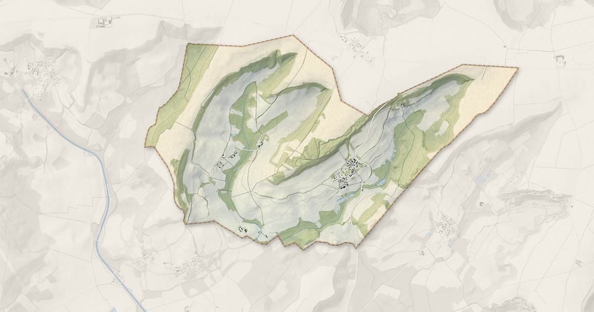 Portrait cartographique de Vendresse-Beaulne : relief, eau, forêts, bâti et voies, calculés à partir des données de l'IGN