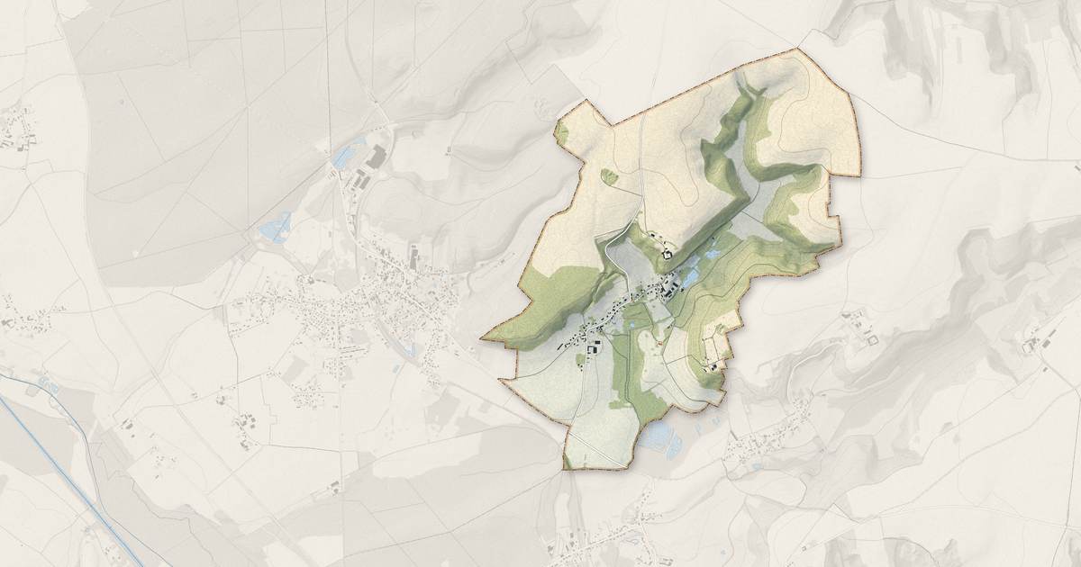 Portrait cartographique de Verneuil-sous-Coucy : relief, eau, forêts, bâti et voies, calculés à partir des données de l'IGN