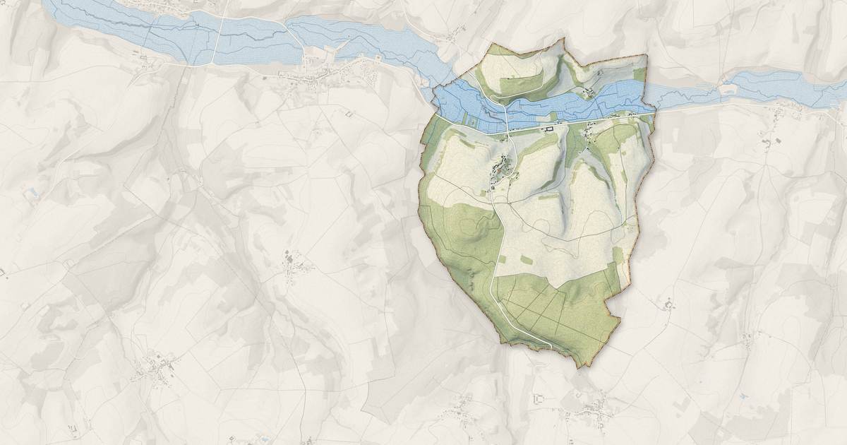 Portrait cartographique de Veuilly-la-Poterie : relief, eau, forêts, bâti et voies, calculés à partir des données de l'IGN