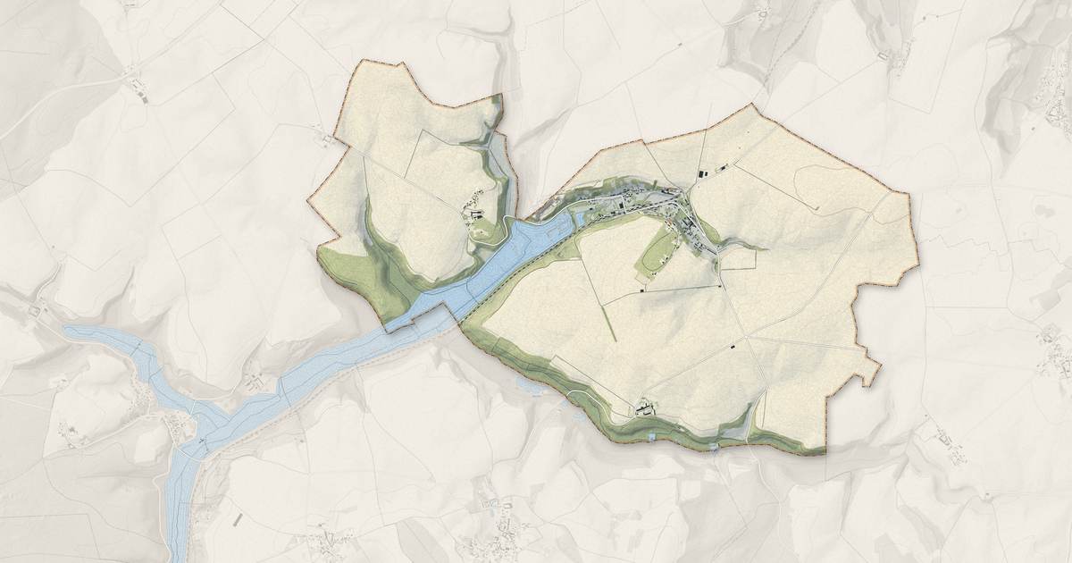 Portrait cartographique de Vierzy : relief, eau, forêts, bâti et voies, calculés à partir des données de l'IGN