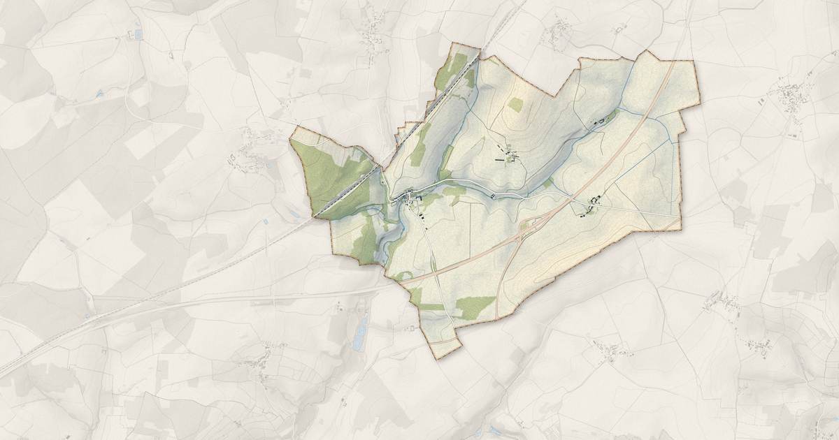 Portrait cartographique de Villers-Agron-Aiguizy : relief, eau, forêts, bâti et voies, calculés à partir des données de l'IGN