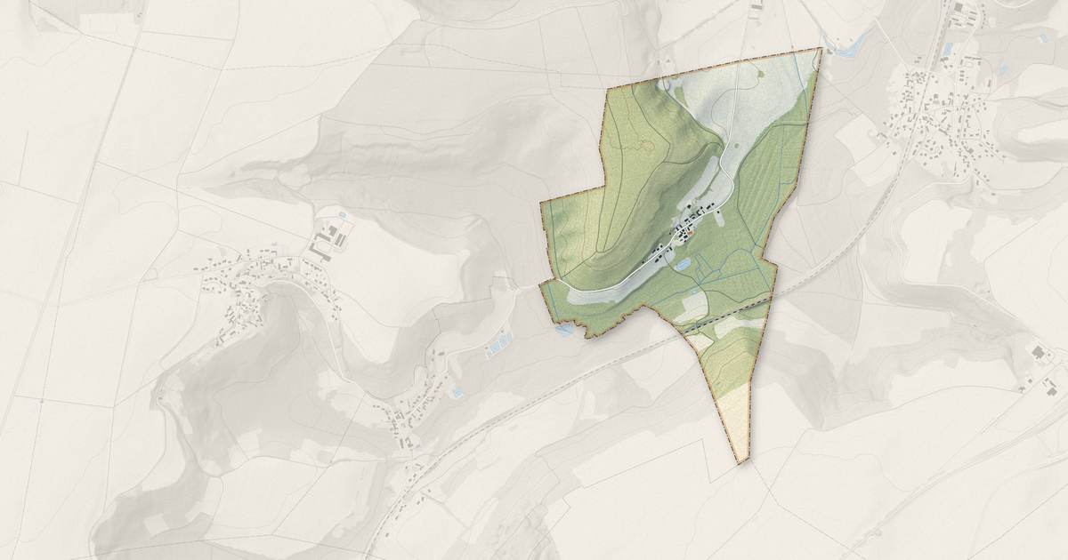 Portrait cartographique de Vuillery : relief, eau, forêts, bâti et voies, calculés à partir des données de l'IGN