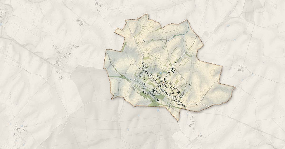 Portrait cartographique de Wassigny : relief, eau, forêts, bâti et voies, calculés à partir des données de l'IGN
