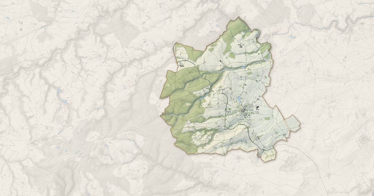 Portrait cartographique de Bellenaves : relief, eau, forêts, bâti et voies, calculés à partir des données de l'IGN