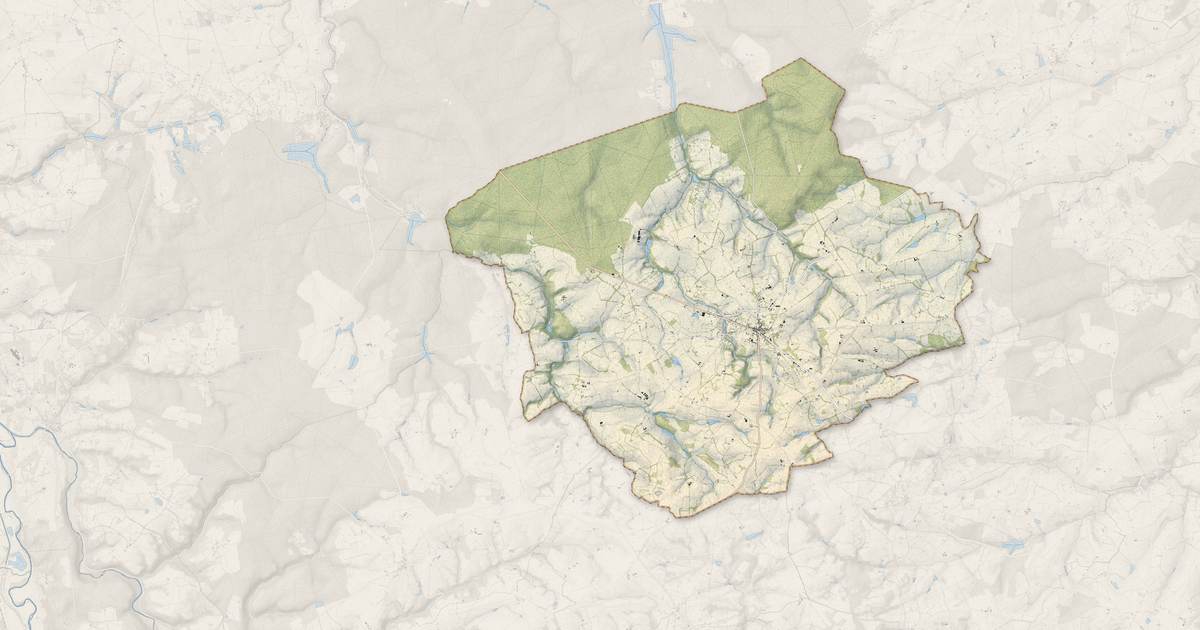 Portrait cartographique de Cérilly : relief, eau, forêts, bâti et voies, calculés à partir des données de l'IGN