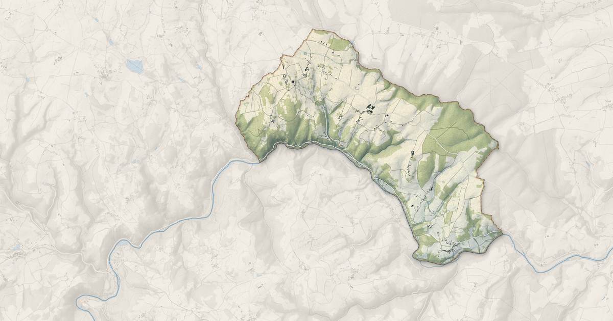 Portrait cartographique de Chouvigny : relief, eau, forêts, bâti et voies, calculés à partir des données de l'IGN