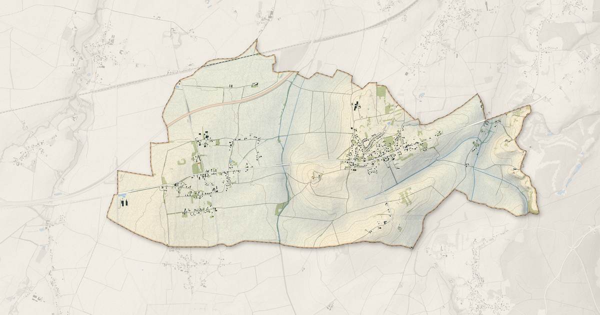 Portrait cartographique de Cognat-Lyonne : relief, eau, forêts, bâti et voies, calculés à partir des données de l'IGN