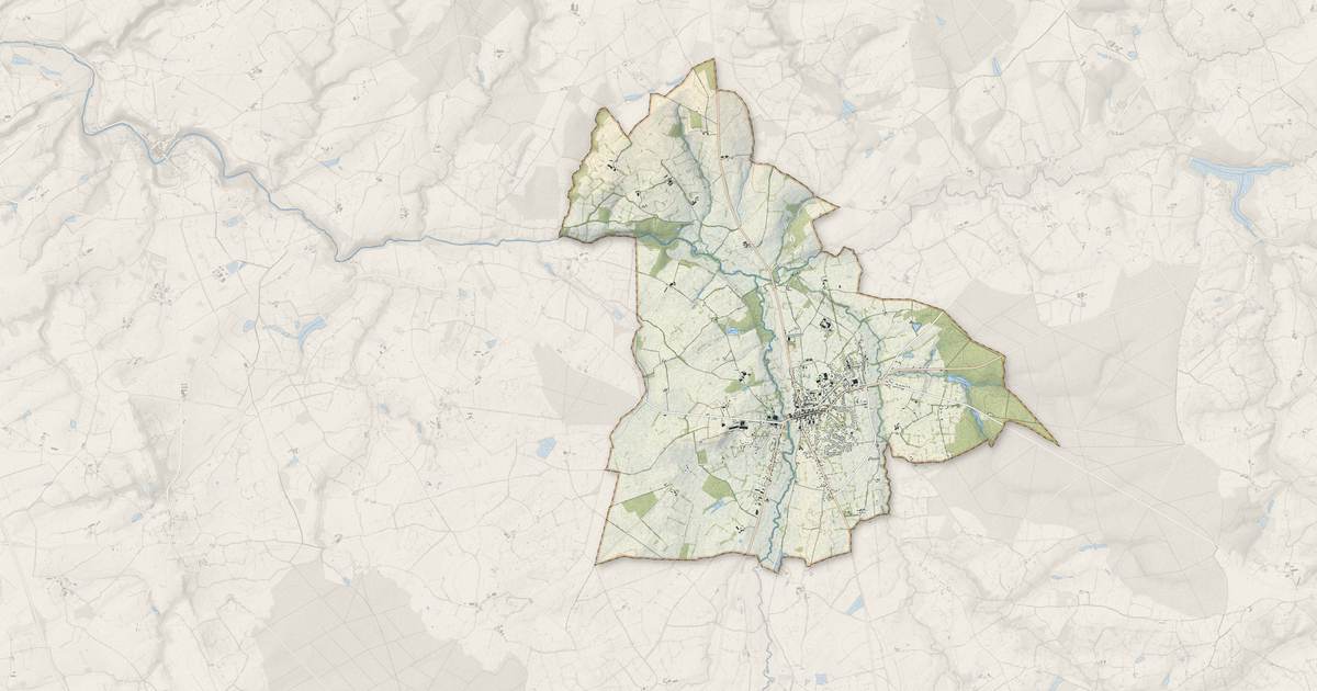 Portrait cartographique de Cosne-d'Allier : relief, eau, forêts, bâti et voies, calculés à partir des données de l'IGN