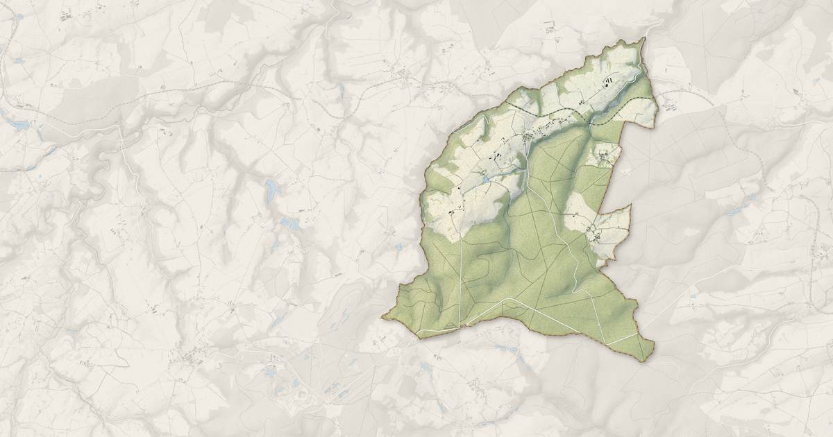 Portrait cartographique de Coutansouze : relief, eau, forêts, bâti et voies, calculés à partir des données de l'IGN