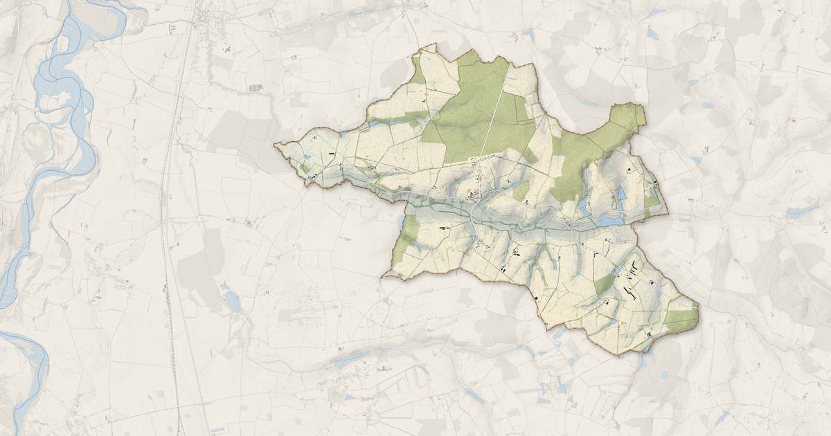 Portrait cartographique de Gouise : relief, eau, forêts, bâti et voies, calculés à partir des données de l'IGN