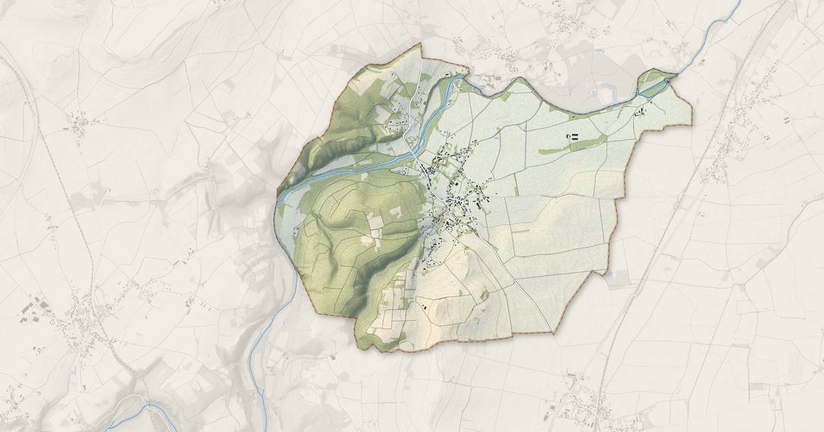 Portrait cartographique de Jenzat : relief, eau, forêts, bâti et voies, calculés à partir des données de l'IGN