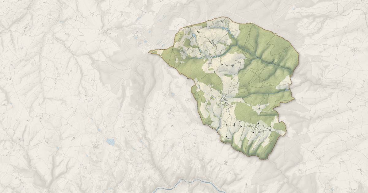 Portrait cartographique de Lalizolle : relief, eau, forêts, bâti et voies, calculés à partir des données de l'IGN