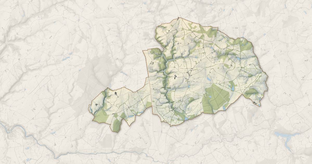 Portrait cartographique de Louroux-Bourbonnais : relief, eau, forêts, bâti et voies, calculés à partir des données de l'IGN