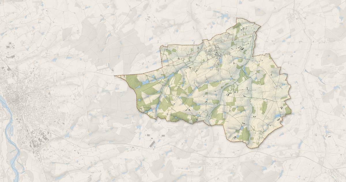 Portrait cartographique de Lusigny : relief, eau, forêts, bâti et voies, calculés à partir des données de l'IGN