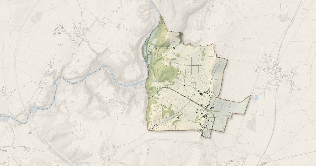 Portrait cartographique de Mazerier : relief, eau, forêts, bâti et voies, calculés à partir des données de l'IGN