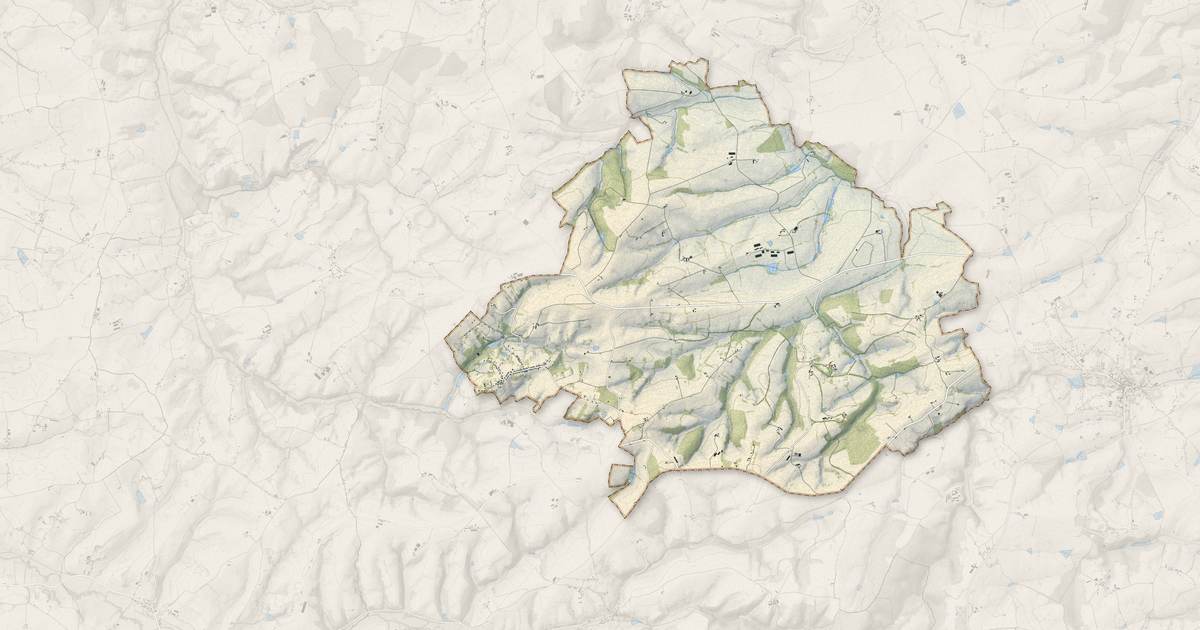 Portrait cartographique de Montcombroux-les-Mines : relief, eau, forêts, bâti et voies, calculés à partir des données de l'IGN