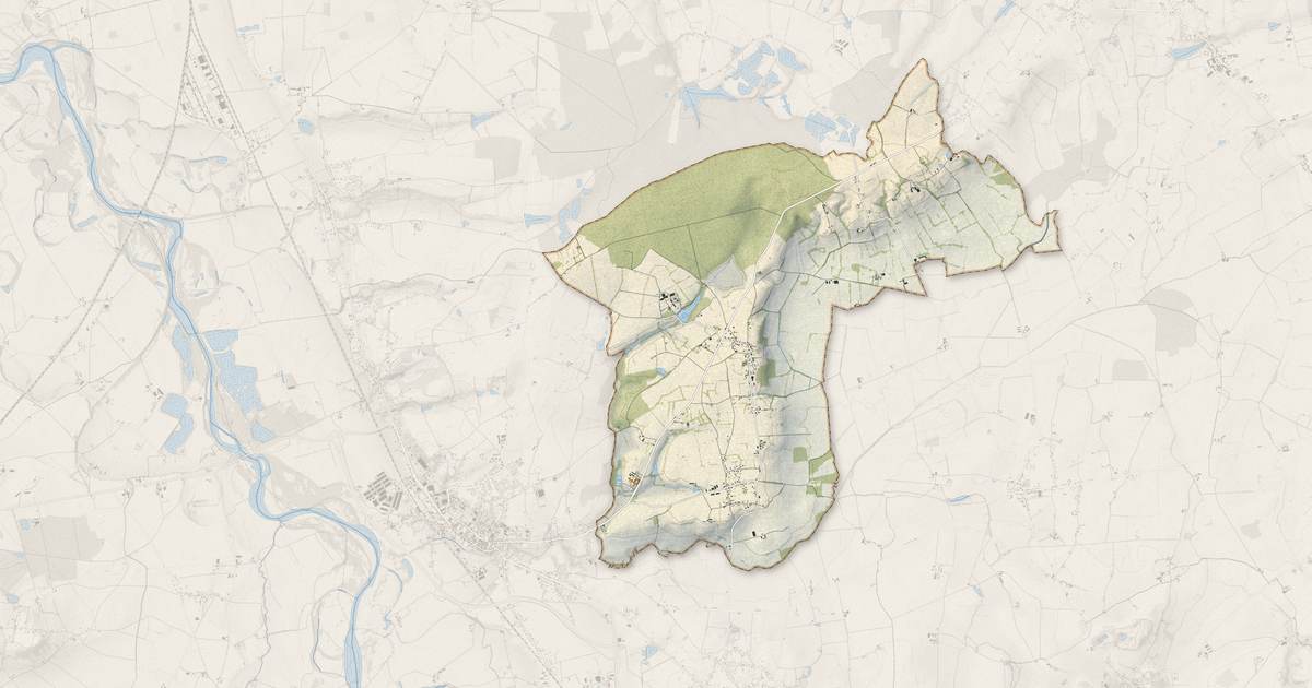 Portrait cartographique de Montoldre : relief, eau, forêts, bâti et voies, calculés à partir des données de l'IGN
