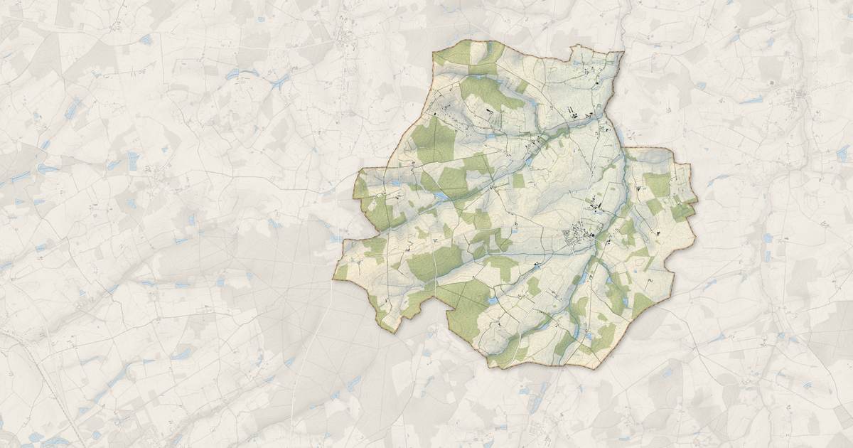 Portrait cartographique de Saint-Ennemond : relief, eau, forêts, bâti et voies, calculés à partir des données de l'IGN