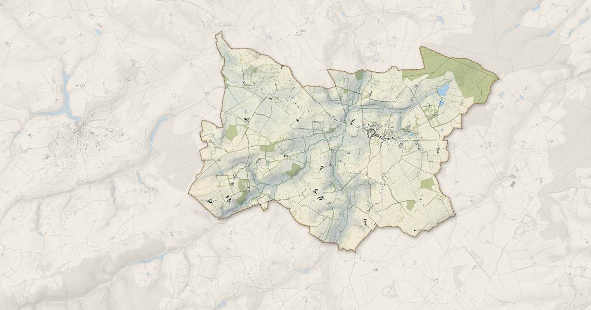Portrait cartographique de Saint-Menoux : relief, eau, forêts, bâti et voies, calculés à partir des données de l'IGN