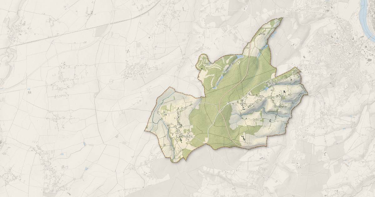 Portrait cartographique de Serbannes : relief, eau, forêts, bâti et voies, calculés à partir des données de l'IGN