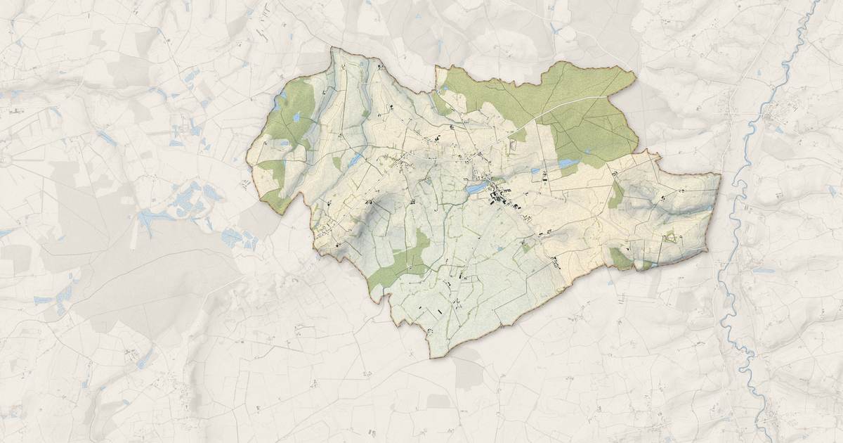 Portrait cartographique de Treteau : relief, eau, forêts, bâti et voies, calculés à partir des données de l'IGN