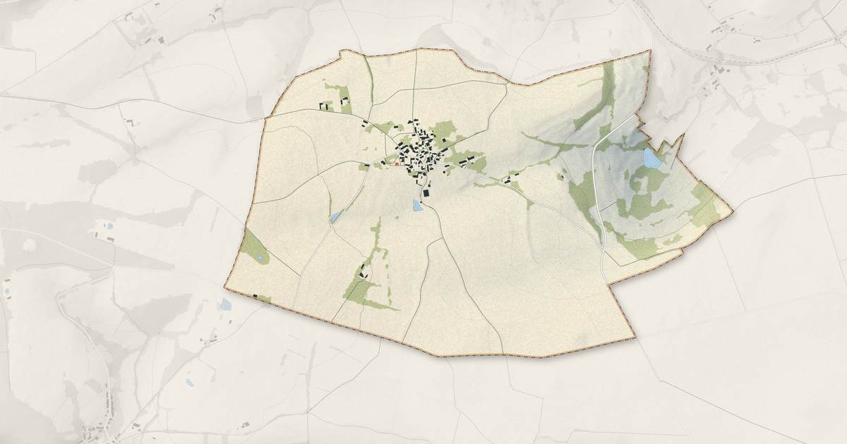 Portrait cartographique de Valignat : relief, eau, forêts, bâti et voies, calculés à partir des données de l'IGN