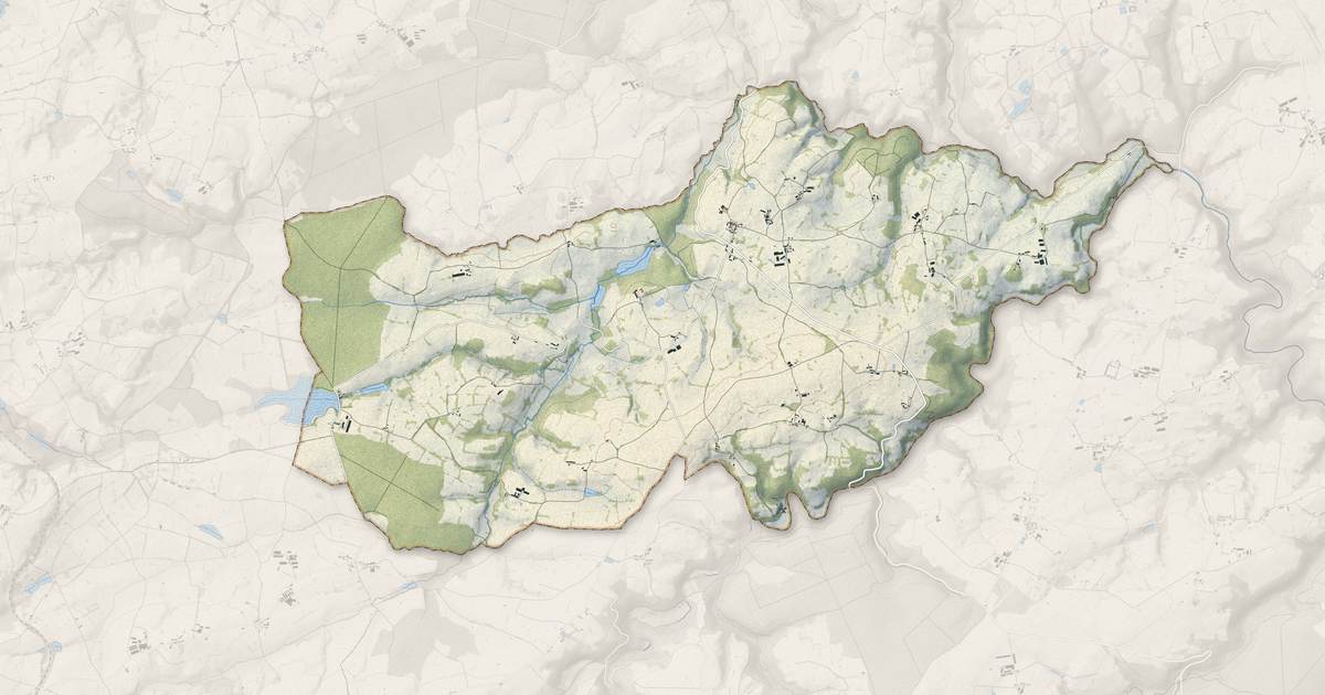 Portrait cartographique de Vernusse : relief, eau, forêts, bâti et voies, calculés à partir des données de l'IGN