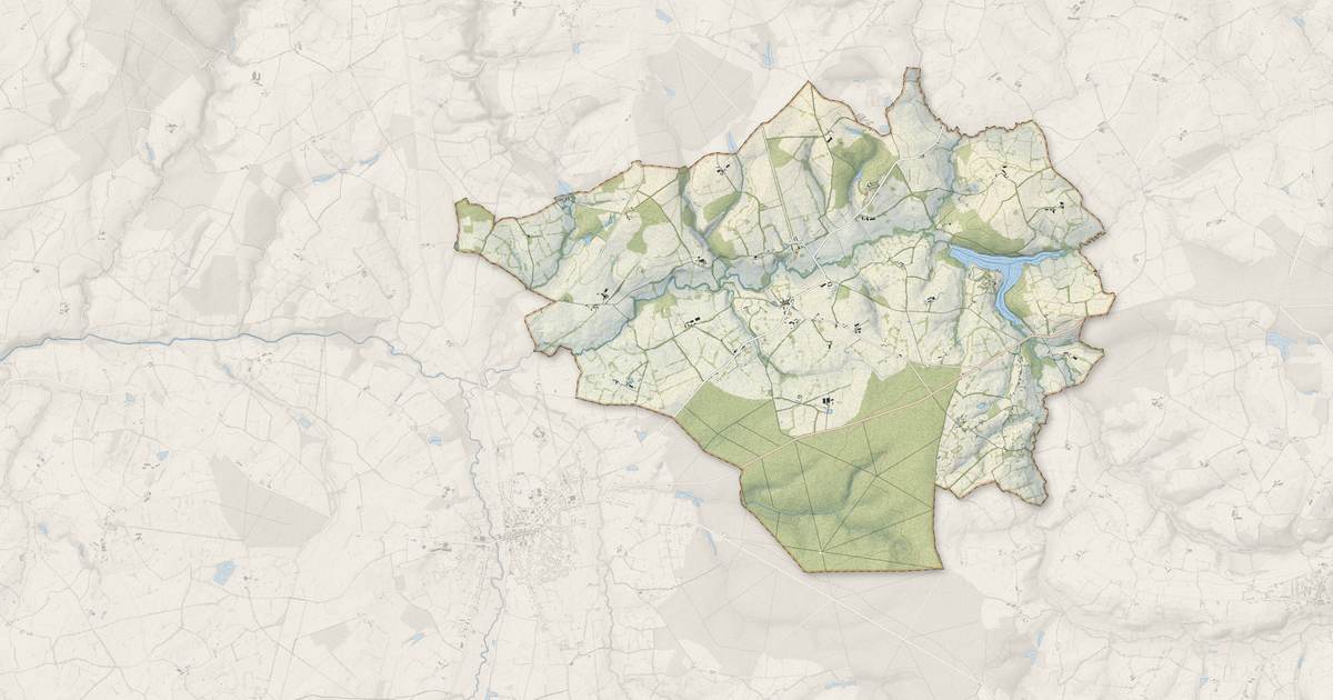 Portrait cartographique de Vieure : relief, eau, forêts, bâti et voies, calculés à partir des données de l'IGN