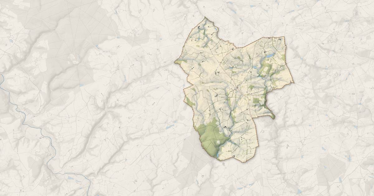 Portrait cartographique de Le Vilhain : relief, eau, forêts, bâti et voies, calculés à partir des données de l'IGN