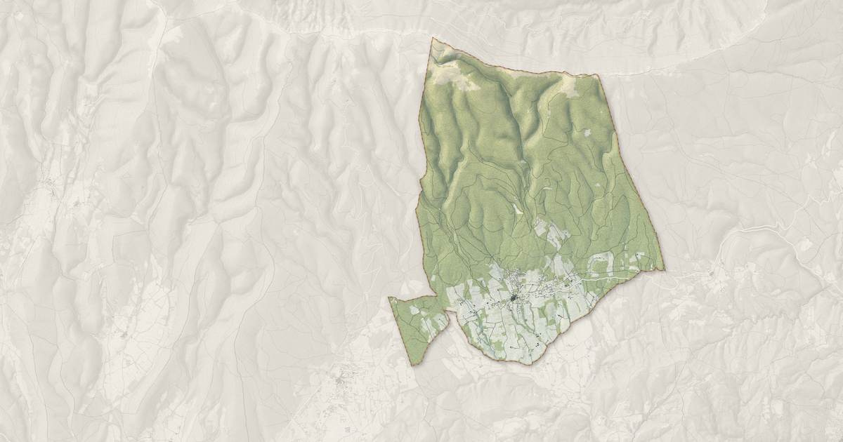Portrait cartographique de Cruis : relief, eau, forêts, bâti et voies, calculés à partir des données de l'IGN