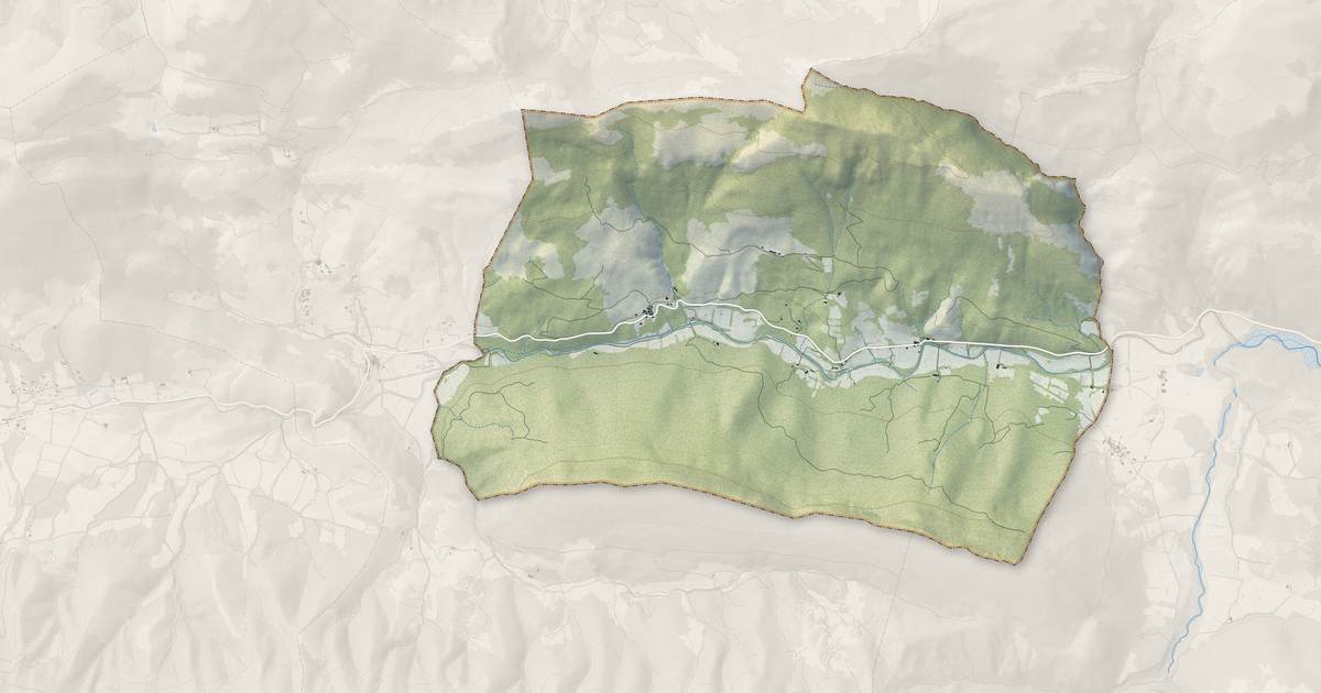 Portrait cartographique de Curel : relief, eau, forêts, bâti et voies, calculés à partir des données de l'IGN