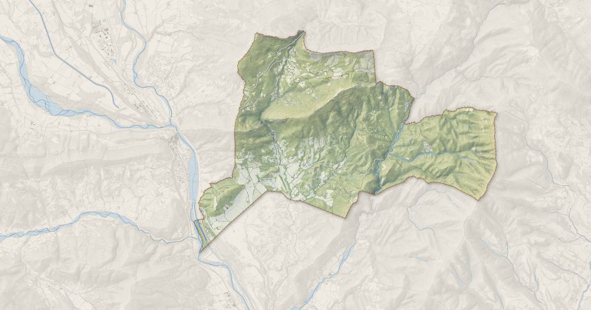 Portrait cartographique de Entrepierres : relief, eau, forêts, bâti et voies, calculés à partir des données de l'IGN