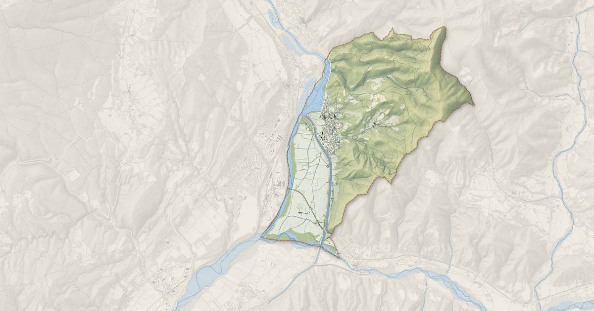 Portrait cartographique de L'Escale : relief, eau, forêts, bâti et voies, calculés à partir des données de l'IGN