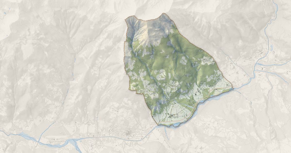 Portrait cartographique de Faucon-de-Barcelonnette : relief, eau, forêts, bâti et voies, calculés à partir des données de l'IGN