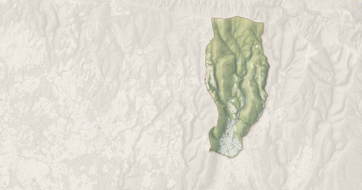 Portrait cartographique de La Rochegiron : relief, eau, forêts, bâti et voies, calculés à partir des données de l'IGN
