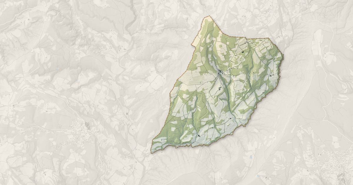 Portrait cartographique de Sainte-Croix-à-Lauze : relief, eau, forêts, bâti et voies, calculés à partir des données de l'IGN